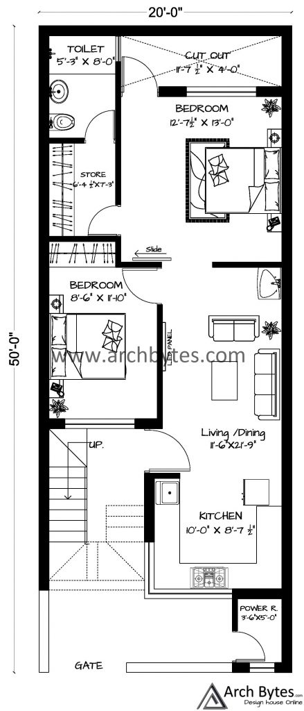 20' by 30' ground floor plan_1000 square feet