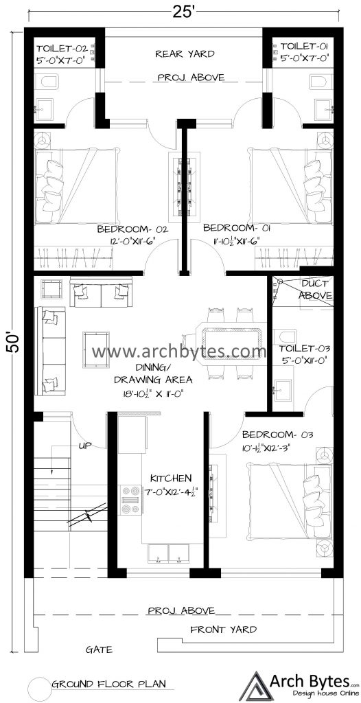 25' by 50' feet house design  ground floor plan 