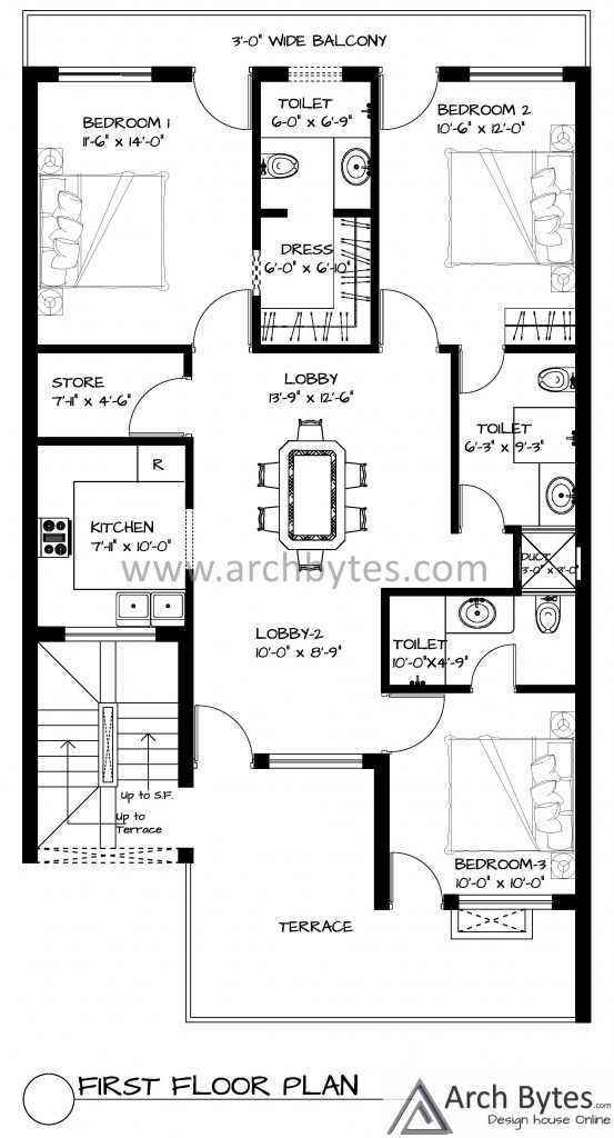 30 x 70 house plan_first floor