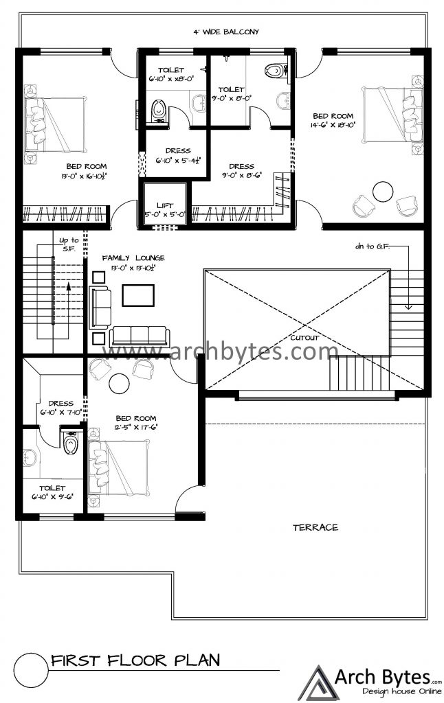 48 x 98 feet house first floor plan