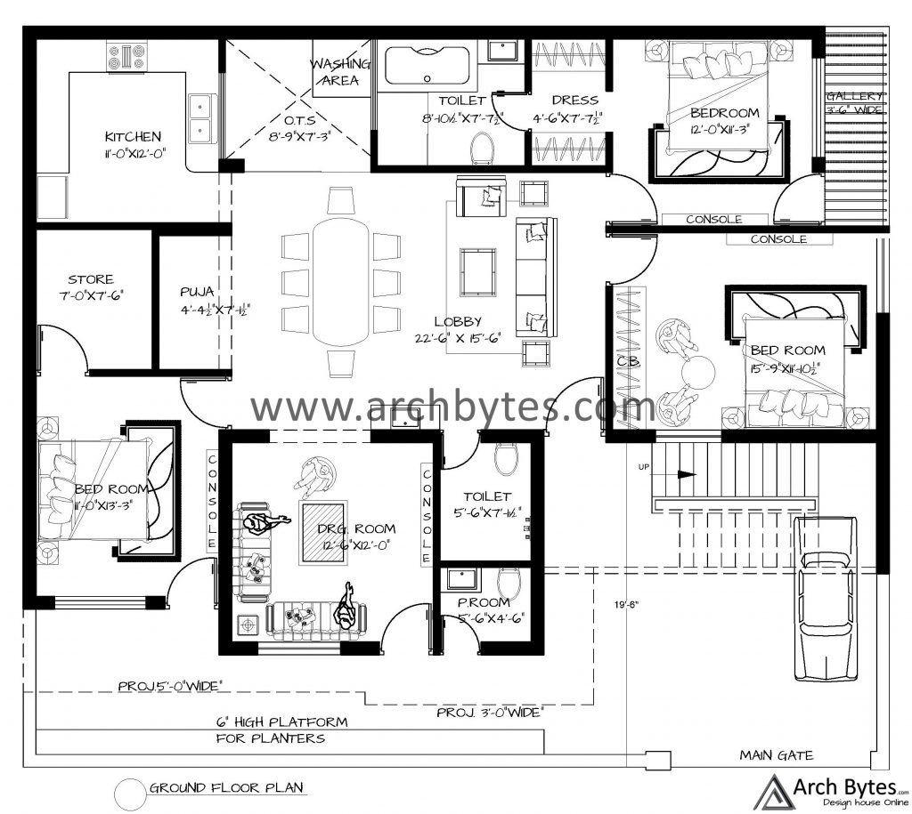 52*45 feet house plan