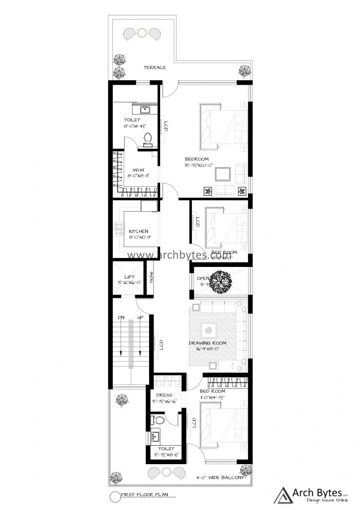 25x95 house plan