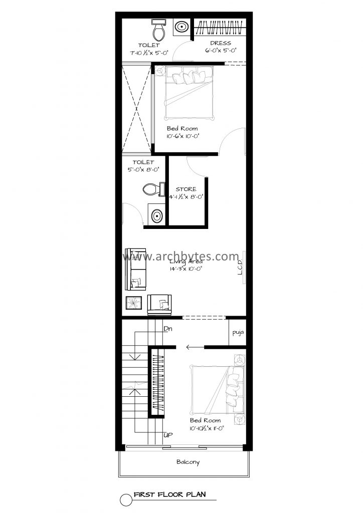 15x50 First floor plan